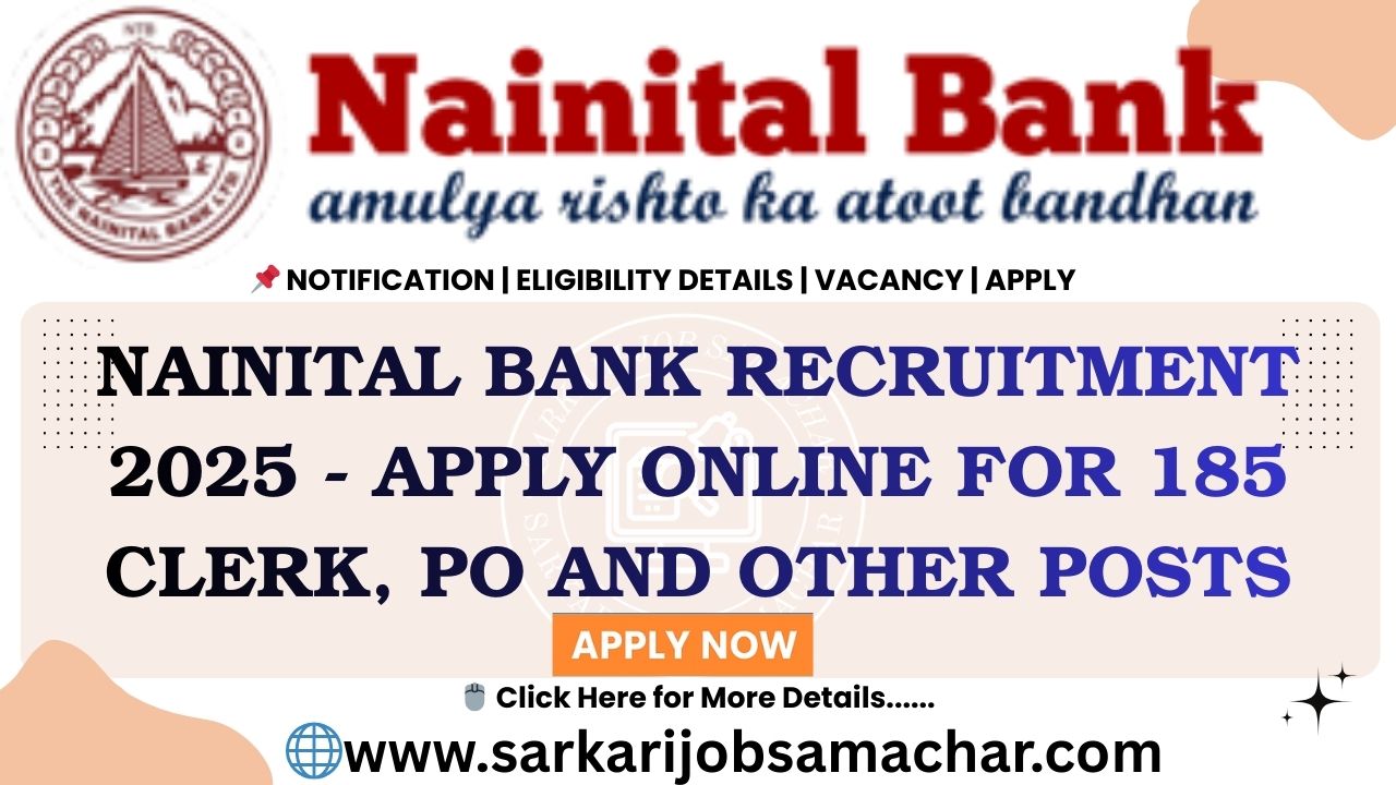 Nainital Bank Recruitment 2025 - Apply Online for 185 Clerk, PO and Other Posts